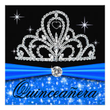 Blue Black Quinceanera Princess Tiara Bling Announcement