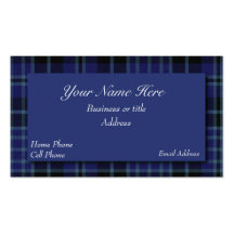 Blue & Black Scottish Tartan Plaid Business Card
