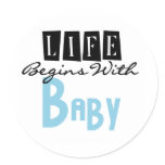 Blue/Black Text Life Begins With Baby stickers