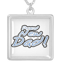 Blue/Black Text Proud New Dad Gifts Pendants