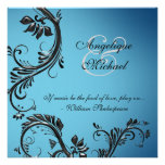 Blue black wedding anniversary engagement custom invitation