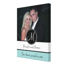 Blue Black Wedding Photo Keepsake Canvas Canvas Prints