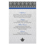 Blue, Black, White Damask Menu Card flyers