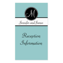 Blue Black White Monogram Reception Enclosure Card Business Card Templates