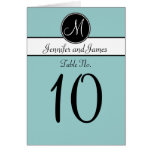 Blue Black White Monogram Table Number Cards