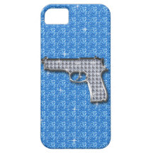 Blue Bling Glitter Gun iPhone 5 Cover