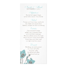 Blue Blossoms Menu Cards Personalised Invitations