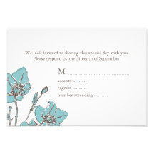 Blue Blossoms Wedding RSVP Cards Personalised Invites