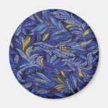 Blue Blue flowers on black flowers Fridge Magnet
