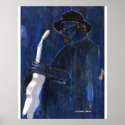 Blue Blues Guitar player painting acrylic posters
