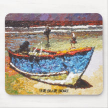 Blue Boat Mouse Pad