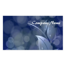 Blue Bokeh Leaves Business Card Template