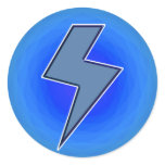 Blue Bolt Round Sticker