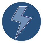 Blue Bolt Round Stickers