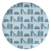 Blue Books on Shelf. Party Plates