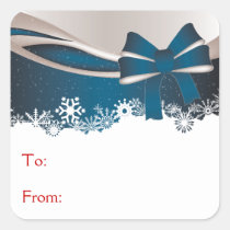 Blue Bow with Snowflakes stickers