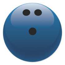 BLUE BOWLING BALL ROUND STICKER
