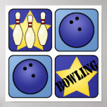 Blue Bowling Poster