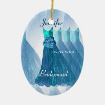 BLUE Bridesmaid Thank You Wedding Ornament