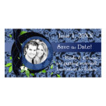 Blue Brocade Save the Date Photo Card