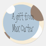 Blue & Brown Circles Gift Sticker (Customisable)