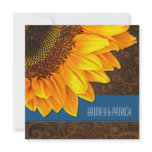Blue Brown Country Sunflower Wedding Invitations