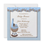 Blue Brown Cradle Ethnic Boy Shower Invite