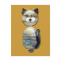 Blue Brown Glass Bead Cat postcards