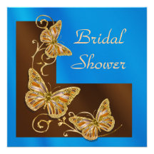 Blue brown gold birthday engagement anniversary invites