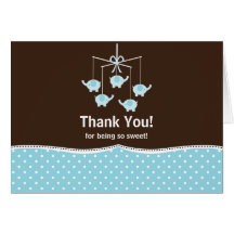 Blue & Brown Mobile Thank You Note Card
