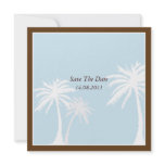 Blue / brown Palm Tree Wedding Save the Date Invite
