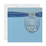 Blue Brown Vintage Boy Shoe Shower Invitation