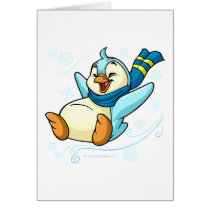 Blue Bruce sliding across ice cards