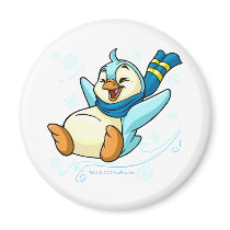 Blue Bruce sliding across ice magnets