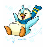 Blue Bruce sliding across ice t-shirts