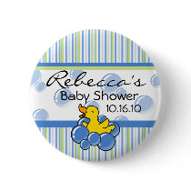 Blue Bubble Ducky Baby Shower Buttons