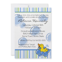 Blue Bubble Ducky Baby Shower Invitations