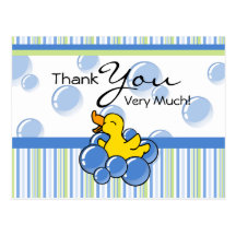 Blue Bubble Ducky Thank You Cards Post Cards
