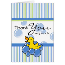 Blue Bubble Ducky Thank You Notes Greeting Cards