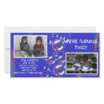 Blue Bubbles Birthday Invitation with Photo Photo Greeting Card