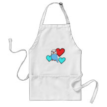 Blue Budgie with Hearts Aprons