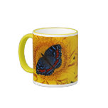 Blue butterfly and the sunflower mugs