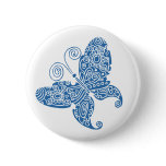 Blue Butterfly Button