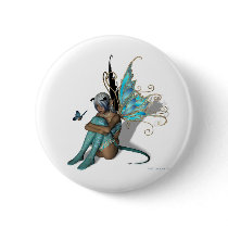Blue Butterfly Pinback Button