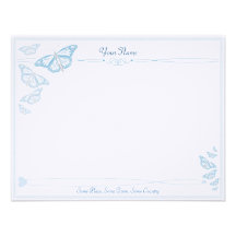 Blue Butterfly Correspondence Cards Personalised Invitations