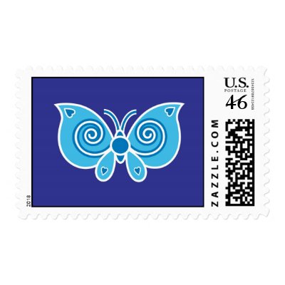 Blue Butterfly Custom Stamps by foxietoo