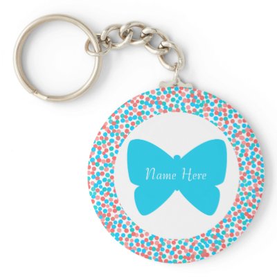 Blue Butterfly Dots Keychain - Template by 369MyName