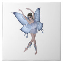 Blue Butterfly Fairy Princess Ceramic Tile