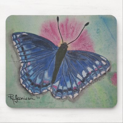 BLUE BUTTERFLY IN A MEADOW MOUSE MAT by dequilla