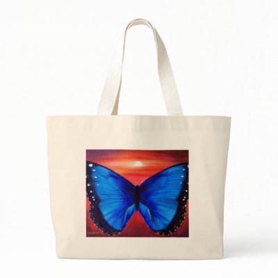 Blue Butterfly Morph Sunset - Multi Canvas Bags by JUDERM